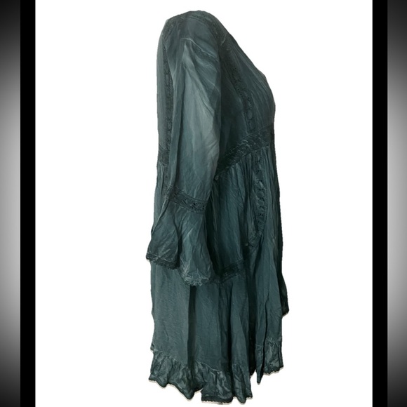 Back In The Saddle Teal Tie Dye Wash Western Country Dress Button Up Medium - Picture 2 of 6